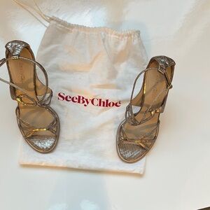 See by Chloé Metallic Strappy Heels